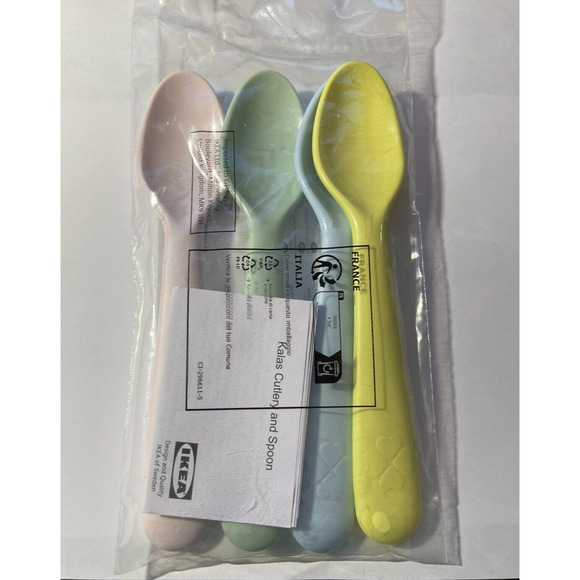 Lot of 4 IKEA KALAS Plastic Spoons Set Pastel Multicolor Kids Childrens NEW! - Picture 4 of 5